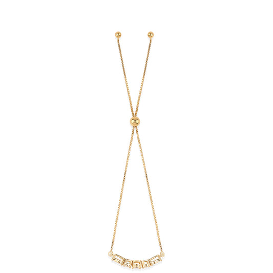 Pulsera de Plata Bañada en Oro con Diamante Azul