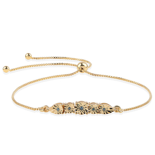 Pulsera de Plata Bañada en Oro con Diamante Azul