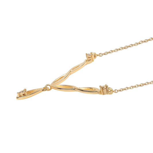 Collar de Plata Bañada en Oro con Diamante Azul y Diamante blanco