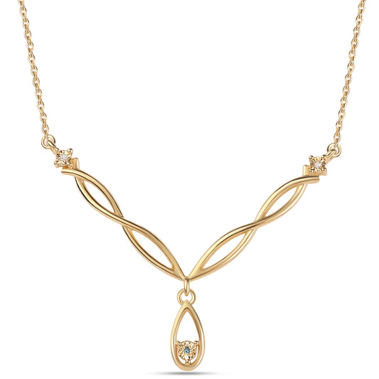 Collar de Plata Bañada en Oro con Diamante Azul y Diamante blanco