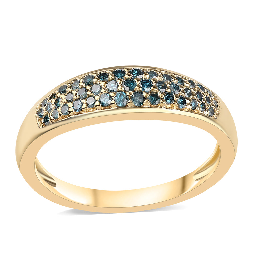 Anillo de Plata Bañada en Oro con Diamante Azul 1 