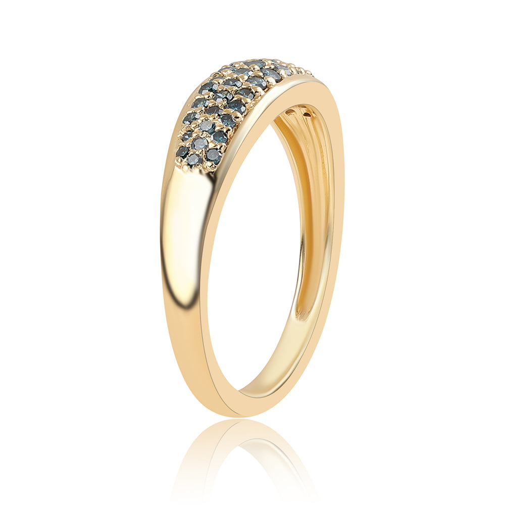 Anillo de Plata Bañada en Oro con Diamante Azul 2 