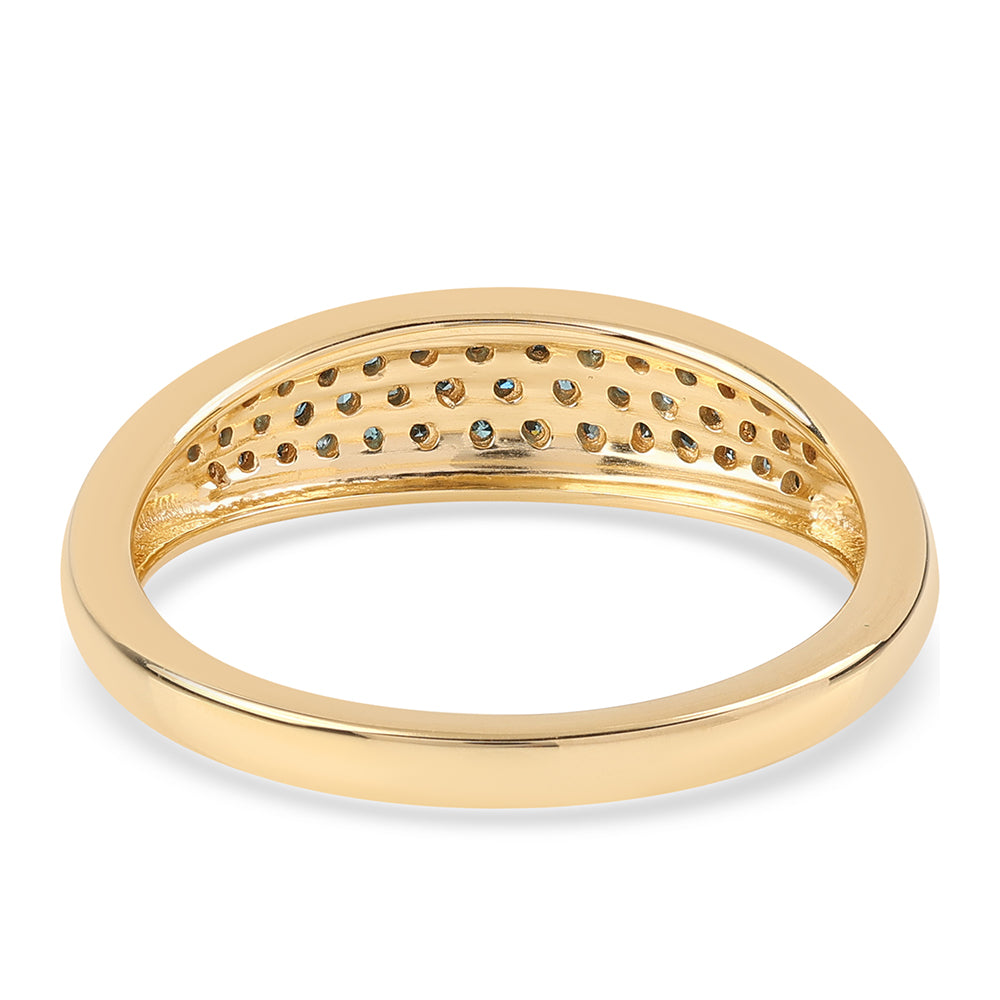Anillo de Plata Bañada en Oro con Diamante Azul 3 
