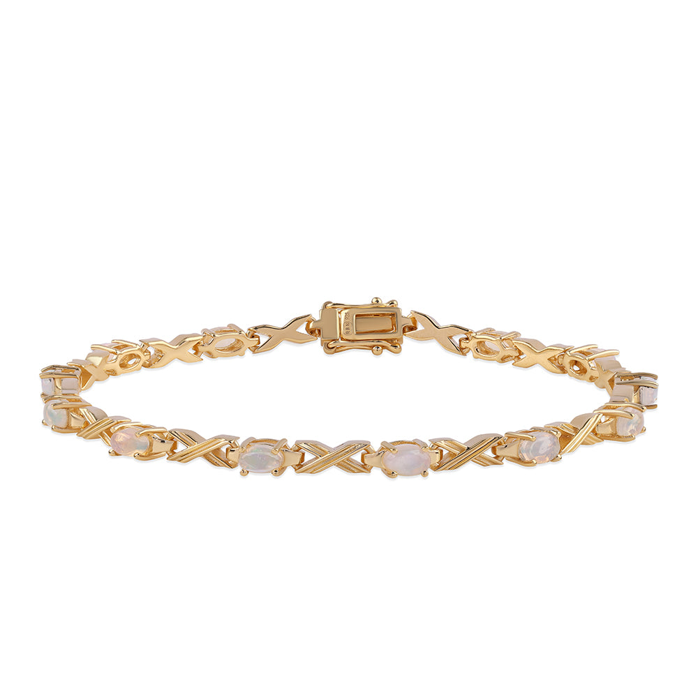 Pulsera de Plata Bañada en Oro con Ópalo Etíope de Lega Dembi 1 