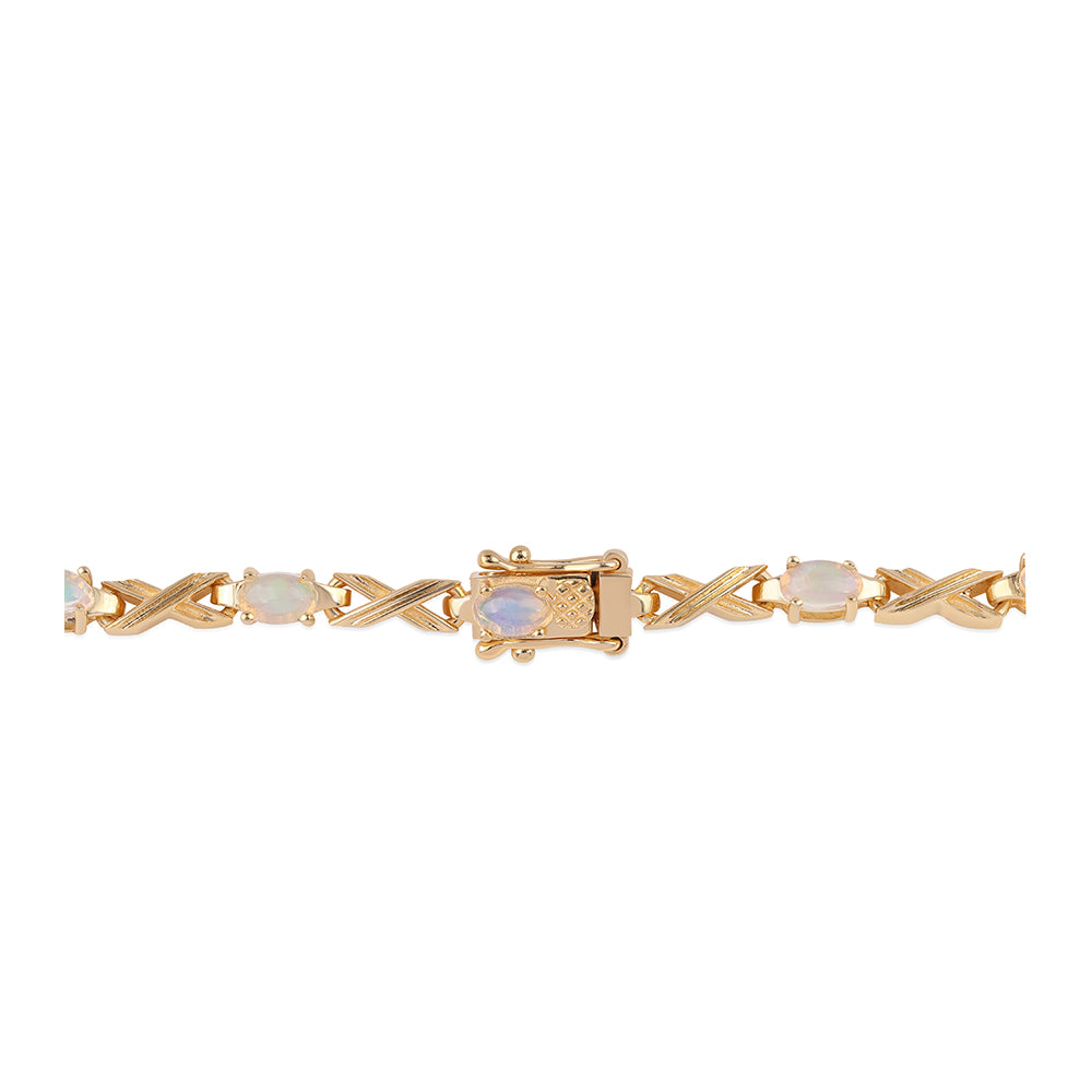 Pulsera de Plata Bañada en Oro con Ópalo Etíope de Lega Dembi