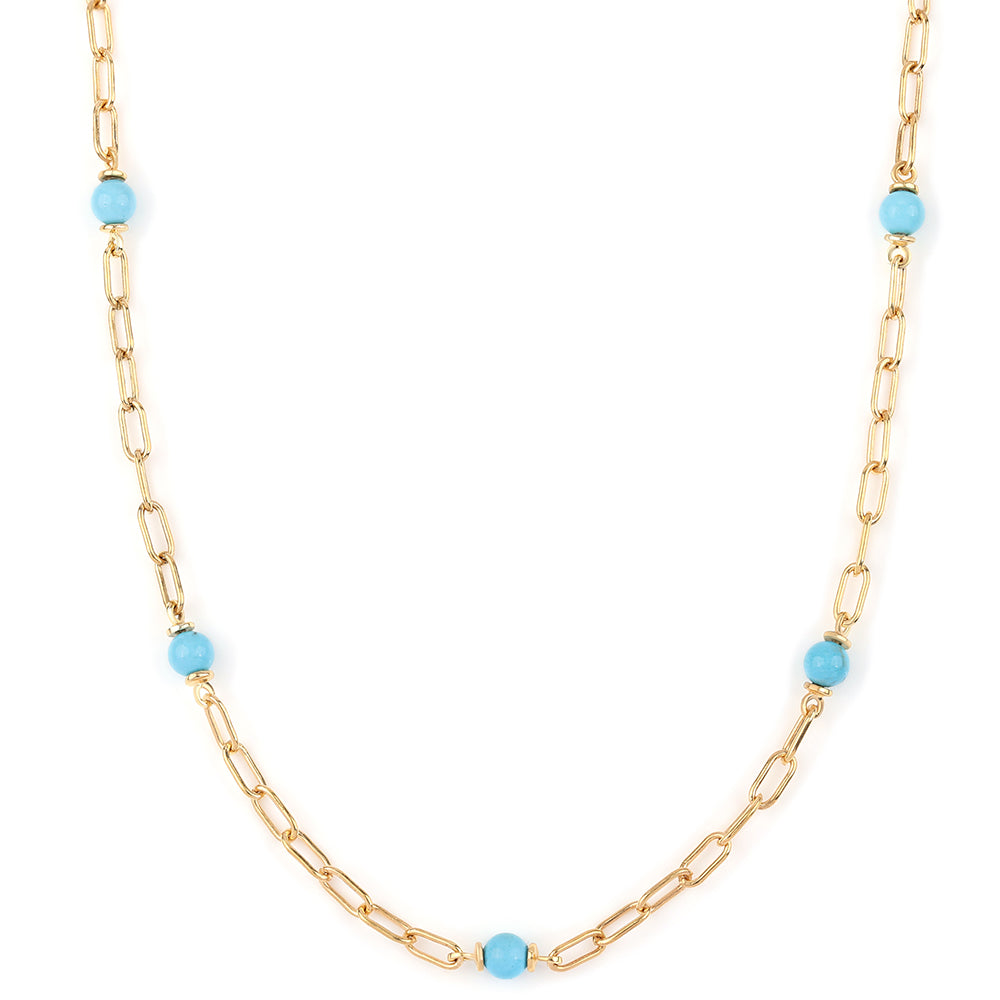 Collar de Plata Bañada en Oro con Turquesa Bella Durmiente 1 