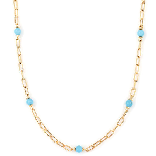 Collar de Plata Bañada en Oro con Turquesa Bella Durmiente
