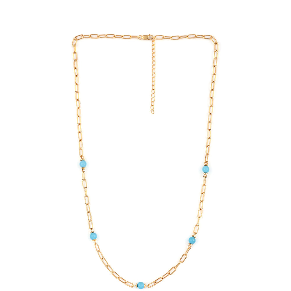 Collar de Plata Bañada en Oro con Turquesa Bella Durmiente