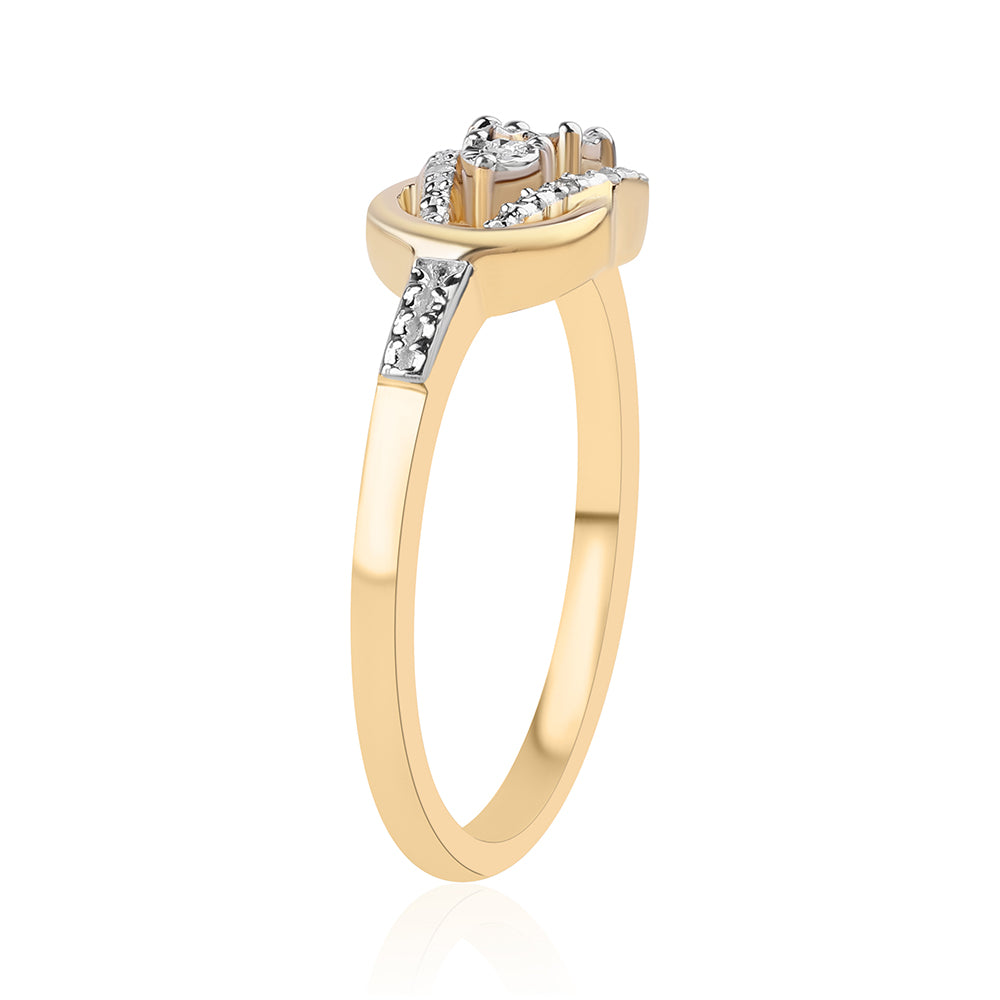 Anillo de Plata Bañada en Oro con Diamante blanco 5 