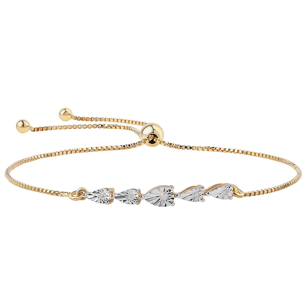 Pulsera de Plata Bañada en Oro con Diamante blanco 1 