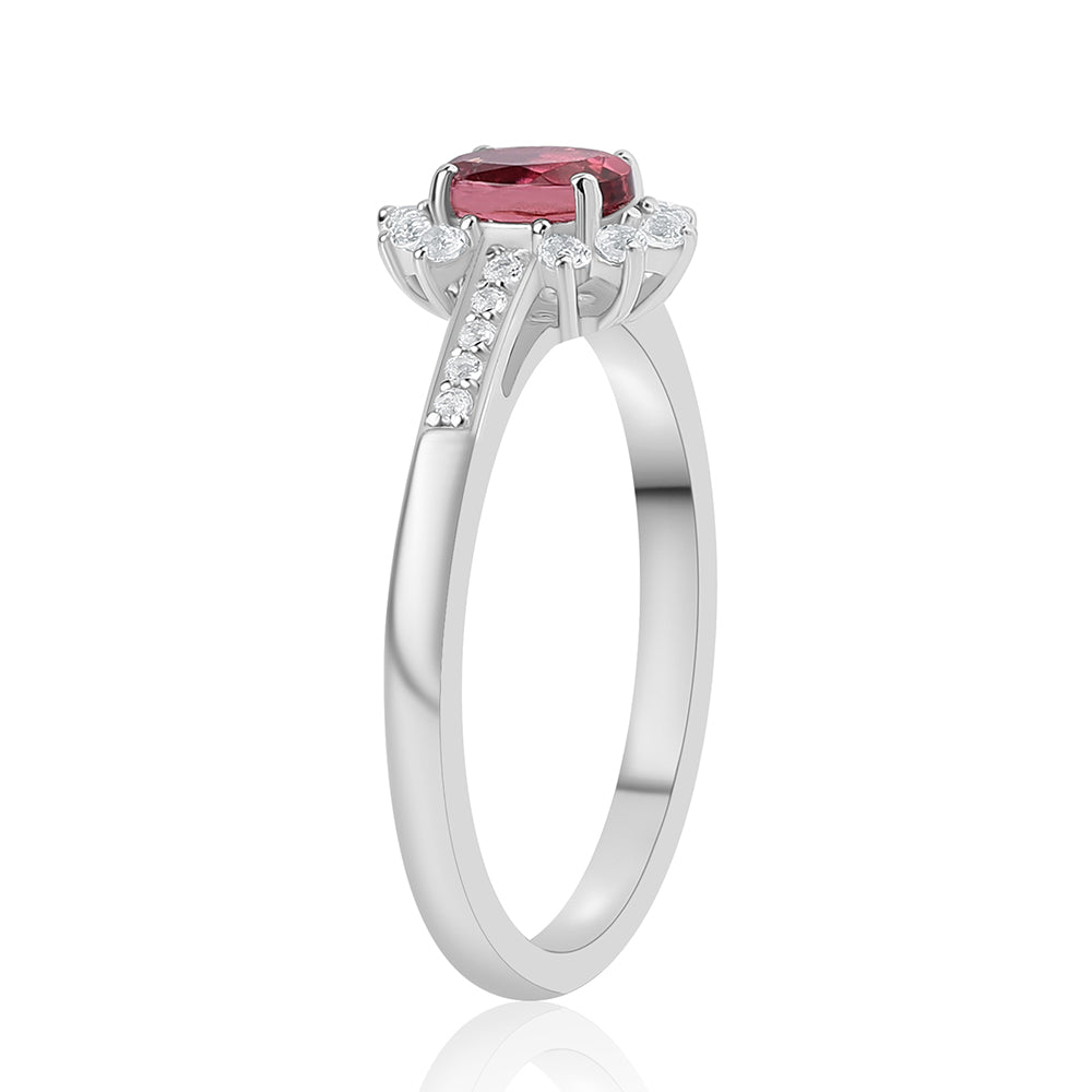 Anillo de Plata con Rubelita de Cruzeiro y Topacio Blanco 2 