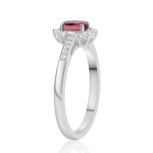 Anillo de Plata con Rubelita de Cruzeiro y Topacio Blanco