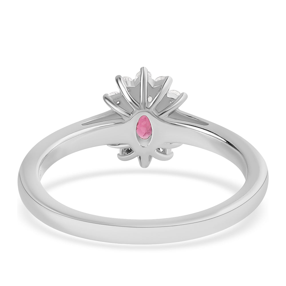 Anillo de Plata con Rubelita de Cruzeiro y Topacio Blanco