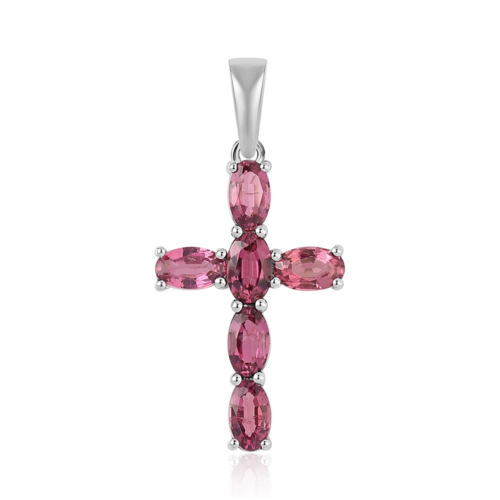 Cruz Colgante de Plata con Rubelita de Cruzeiro 1 