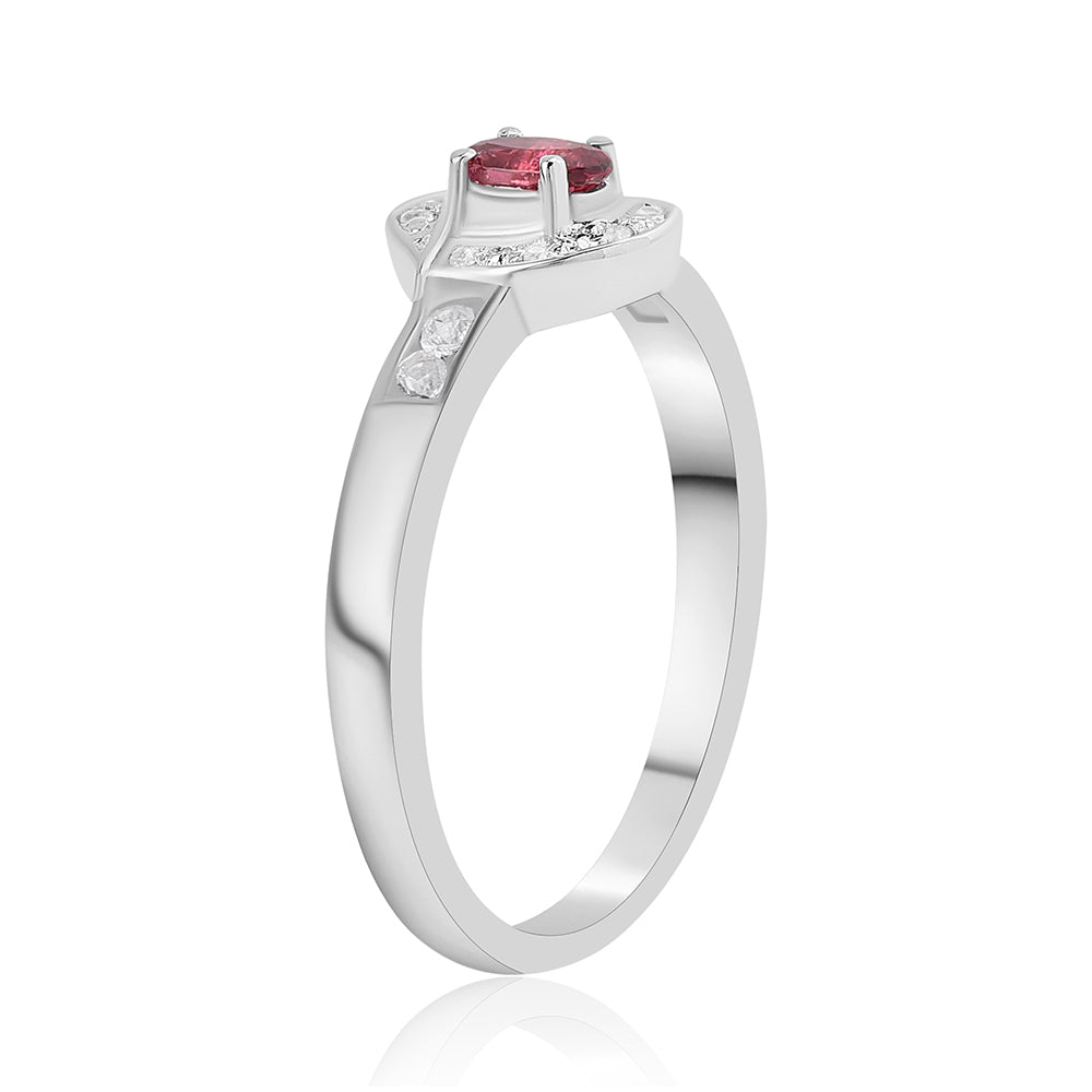 Anillo de Plata con Rubelita de Cruzeiro y Topacio Blanco