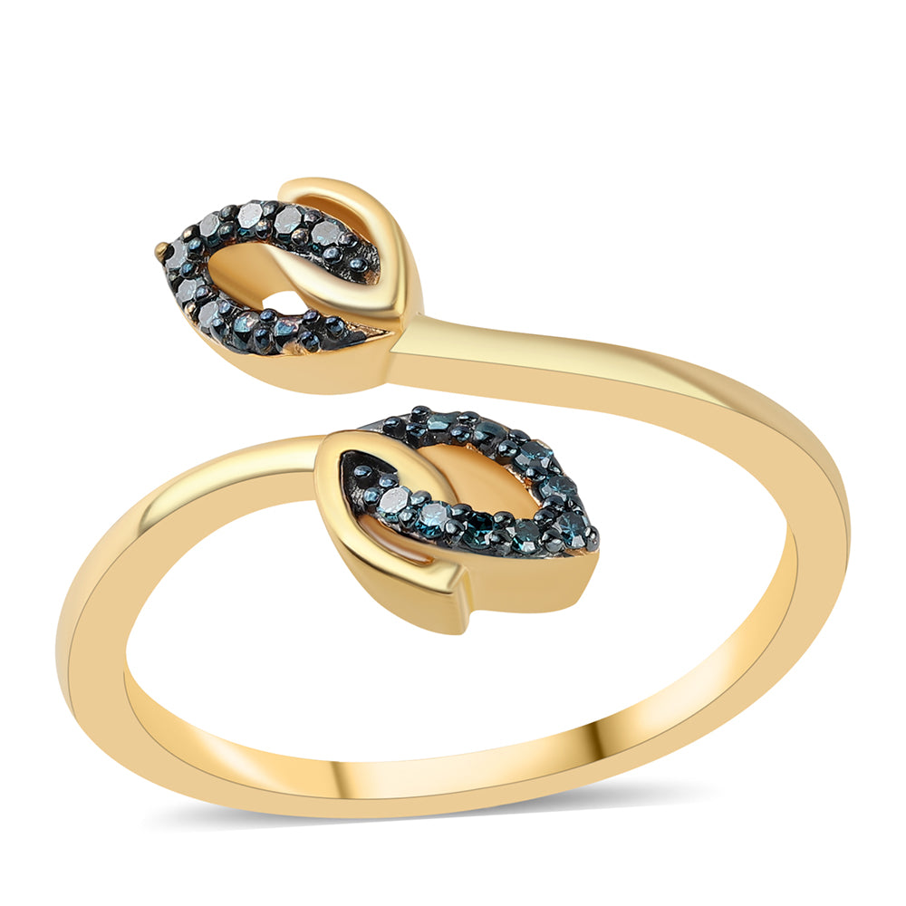 Anillo de Plata Bañada en Oro con Diamante Azul 1 