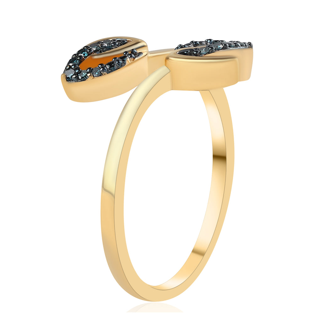 Anillo de Plata Bañada en Oro con Diamante Azul
