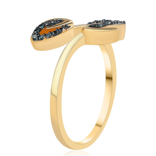 Anillo de Plata Bañada en Oro con Diamante Azul