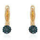 Pendientes de Plata Bañada en Oro con Diamante Azul