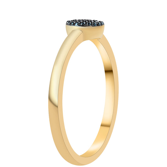 Anillo de Plata Bañada en Oro con Diamante Azul