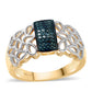 Anillo de Plata Bañada en Oro con Diamante Azul