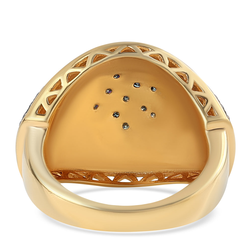 Anillo de Plata Bañada en Oro con Diamante Azul 3 