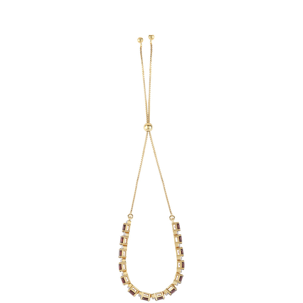 Pulsera de Plata Bañada en Oro con Granate Barton y Topacio Blanco 3 