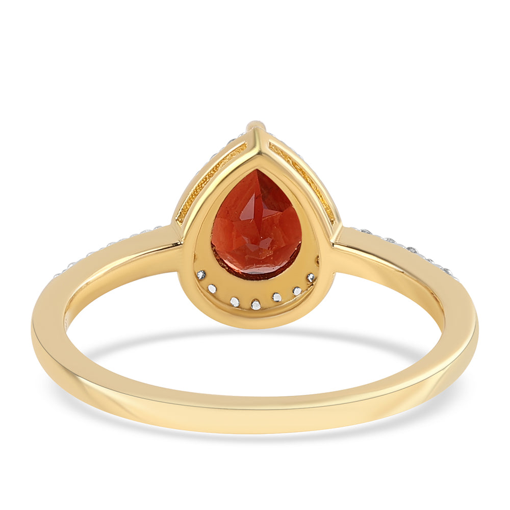 Anillo de Plata Bañada en Oro con Granate Barton y Topacio Blanco 3 