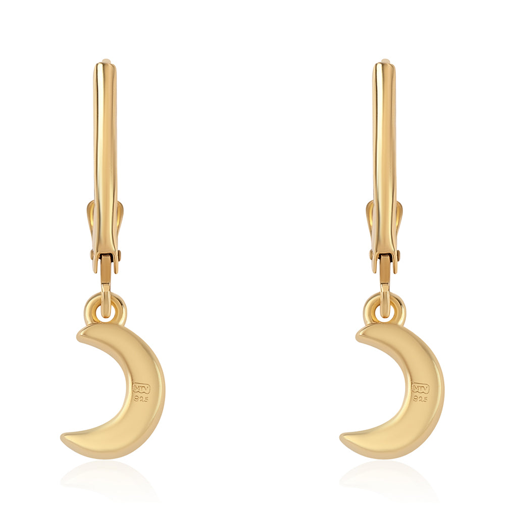 Pendientes de Plata Bañada en Oro con Diamante Azul 3 