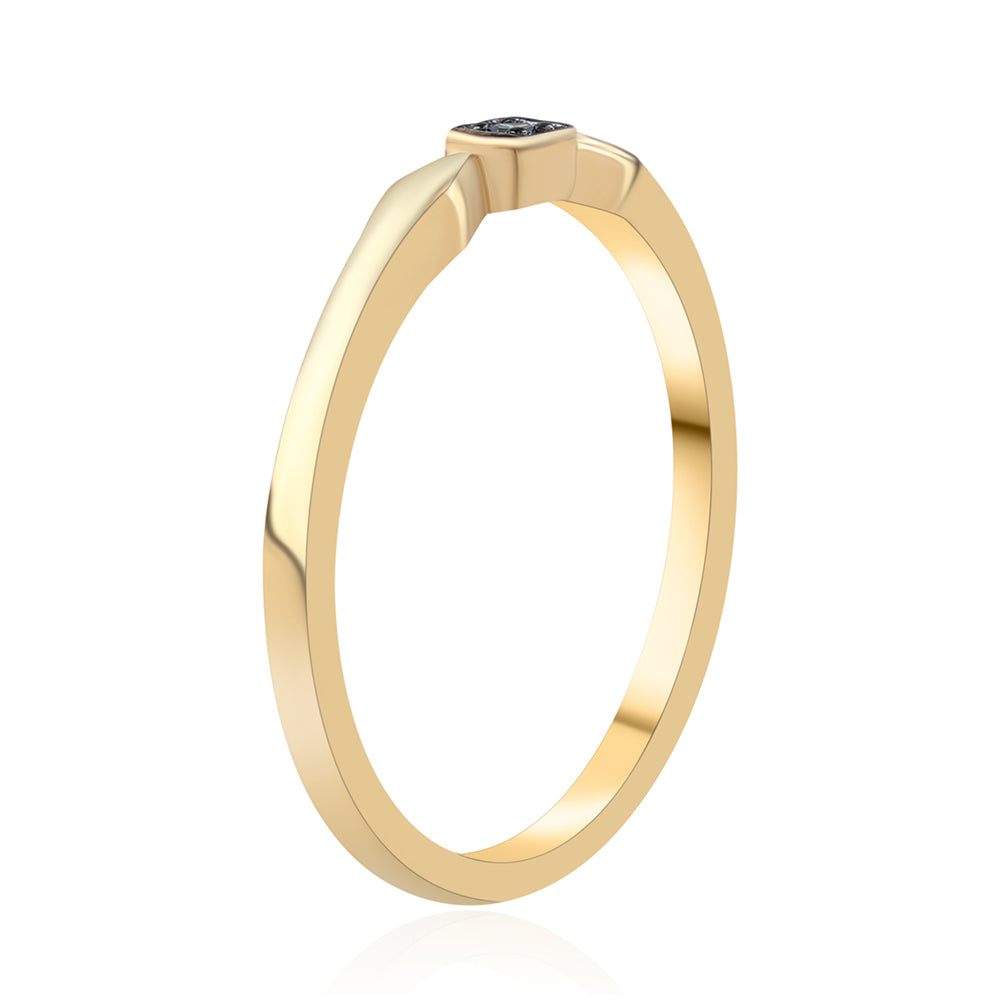 Anillo de Plata Bañada en Oro con Diamante Azul 2 
