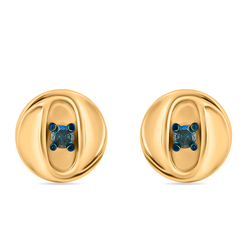 Pendientes de Plata Bañada en Oro con Diamante Azul 1 