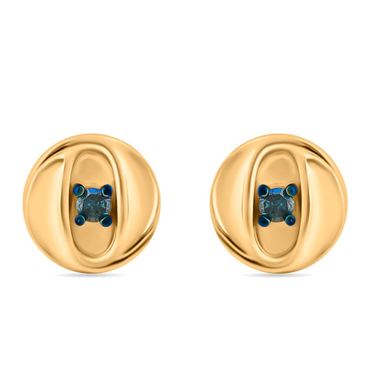 Pendientes de Plata Bañada en Oro con Diamante Azul