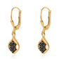 Pendientes de Plata Bañada en Oro con Diamante Azul