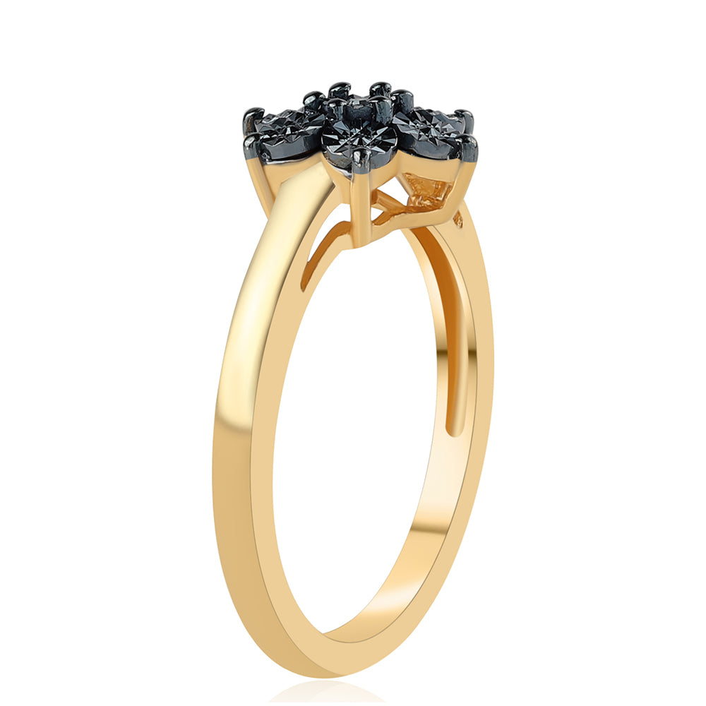 Anillo de Plata Bañada en Oro con Diamante Azul 3 