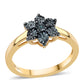 Anillo de Plata Bañada en Oro con Diamante Azul