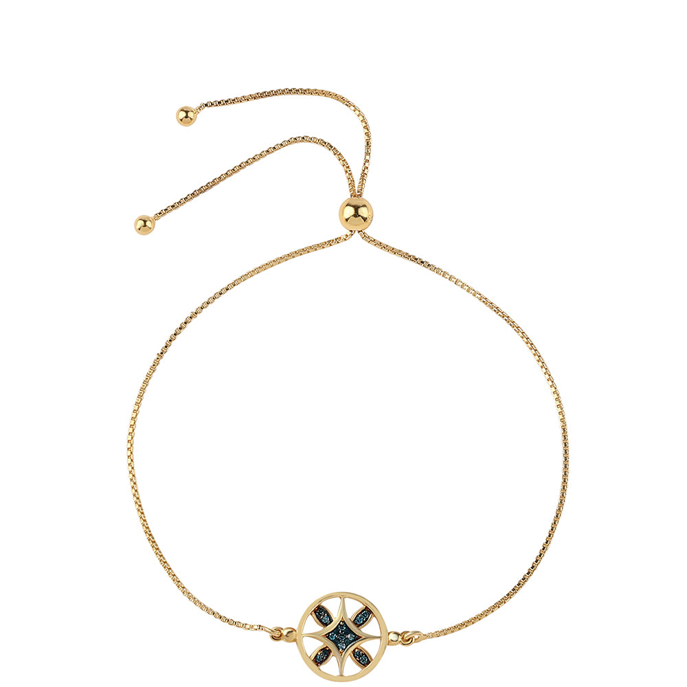 Pulsera de Plata Bañada en Oro con Diamante Azul 1 