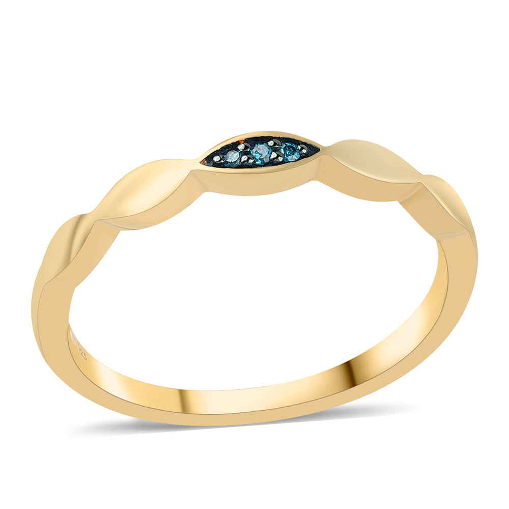Anillo de Plata Bañada en Oro con Diamante Azul 1 
