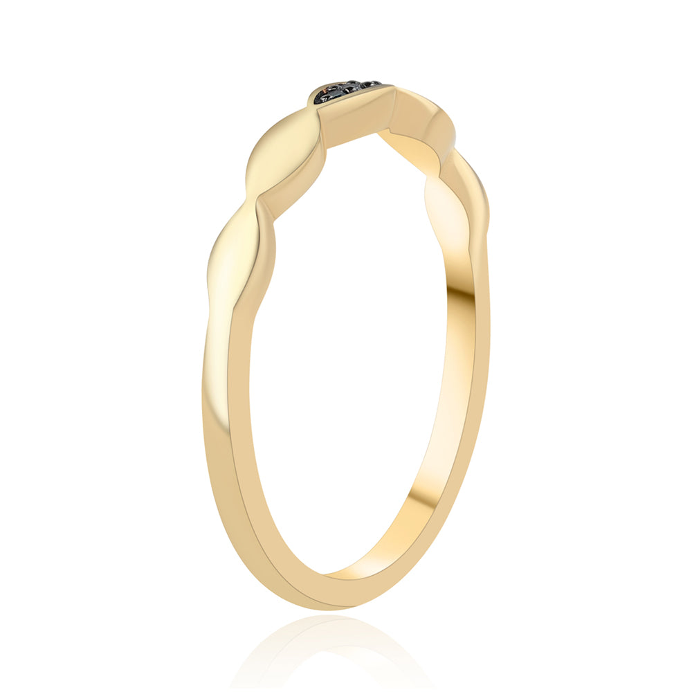 Anillo de Plata Bañada en Oro con Diamante Azul 2 