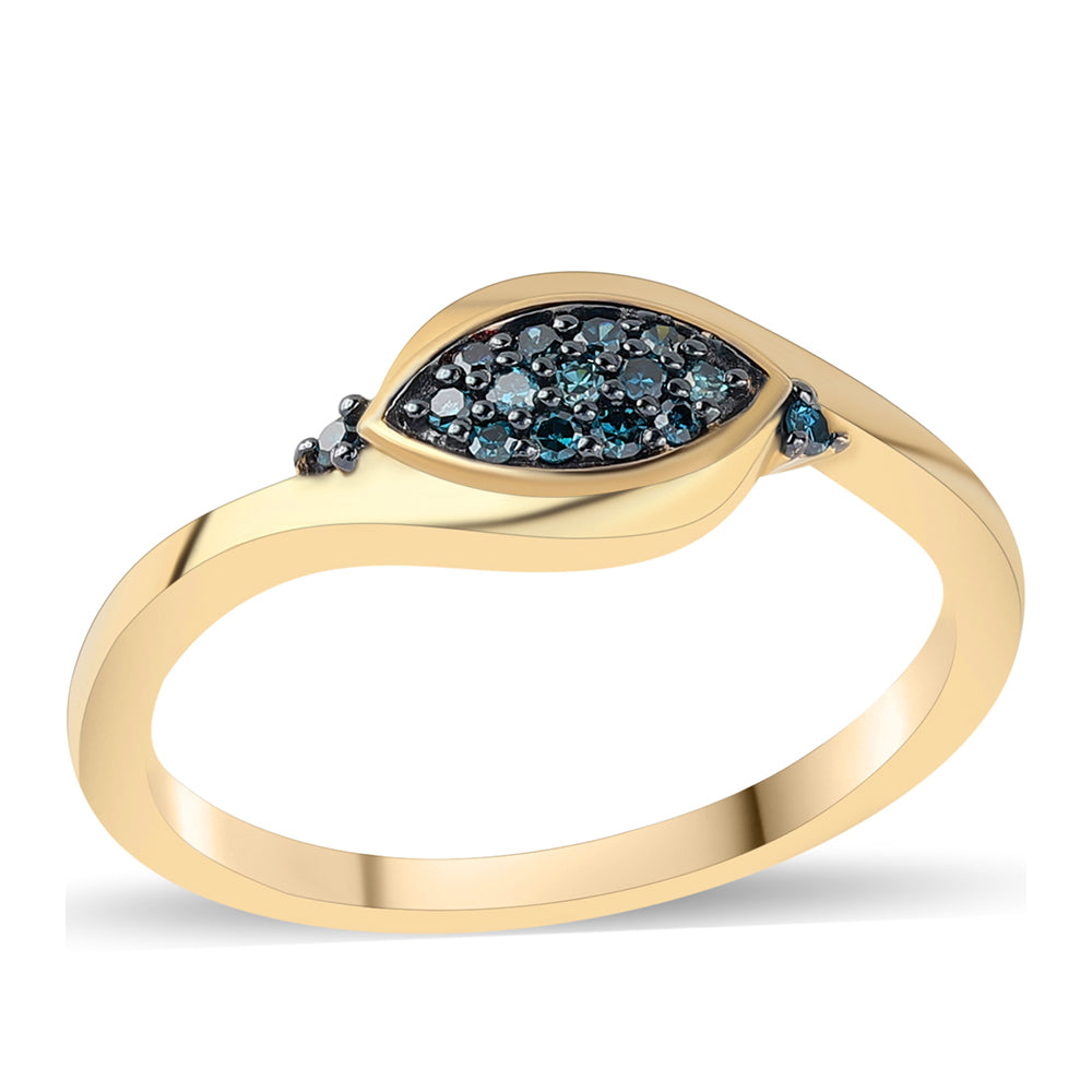 Anillo de Plata Bañada en Oro con Diamante Azul 1 