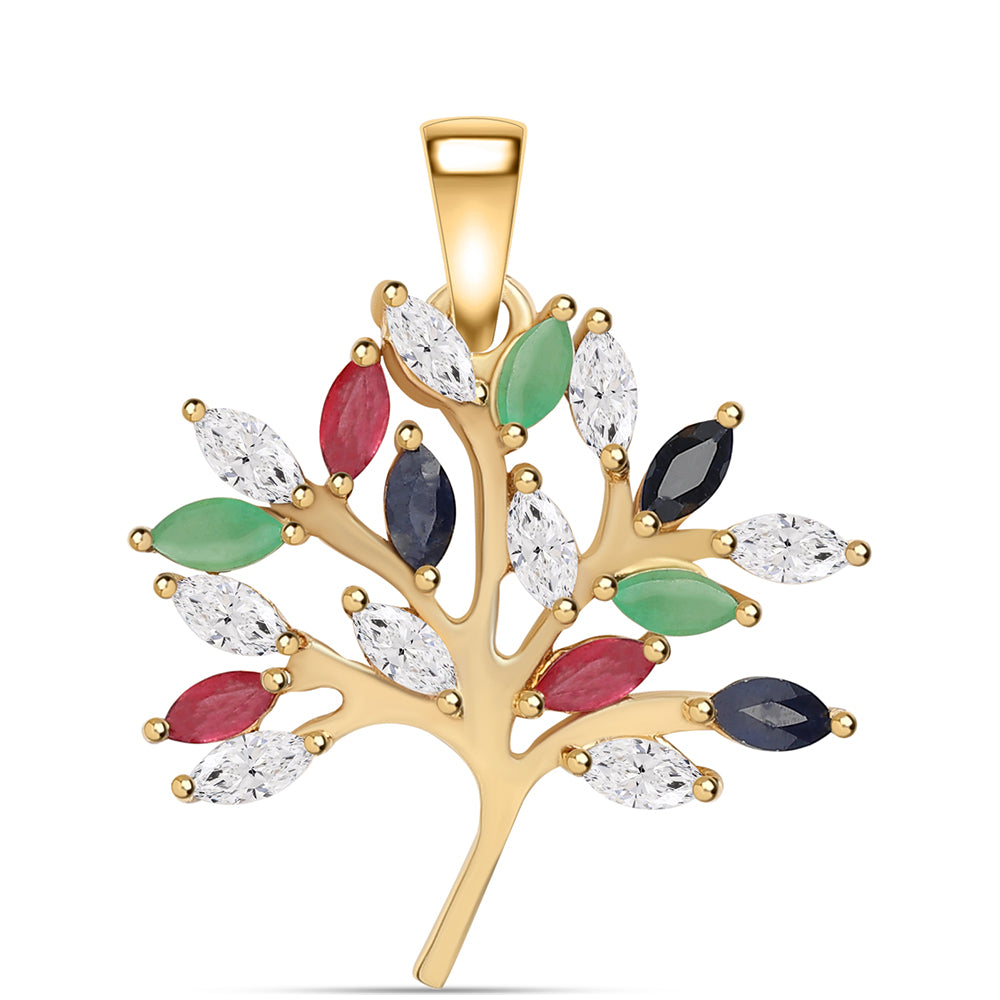 Colgante de Plata Bañada en Oro con Rubí de Tailandia y Esmeralda de Brasil 1 