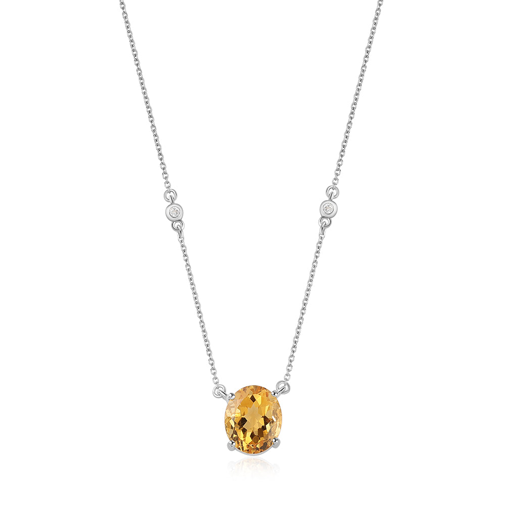 Collar de Plata con Citrino y Topacio Blanco