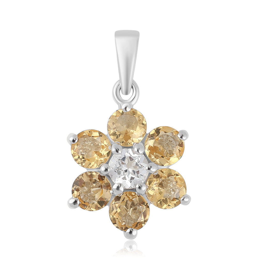 Colgante de Plata con Citrino y Topacio Blanco