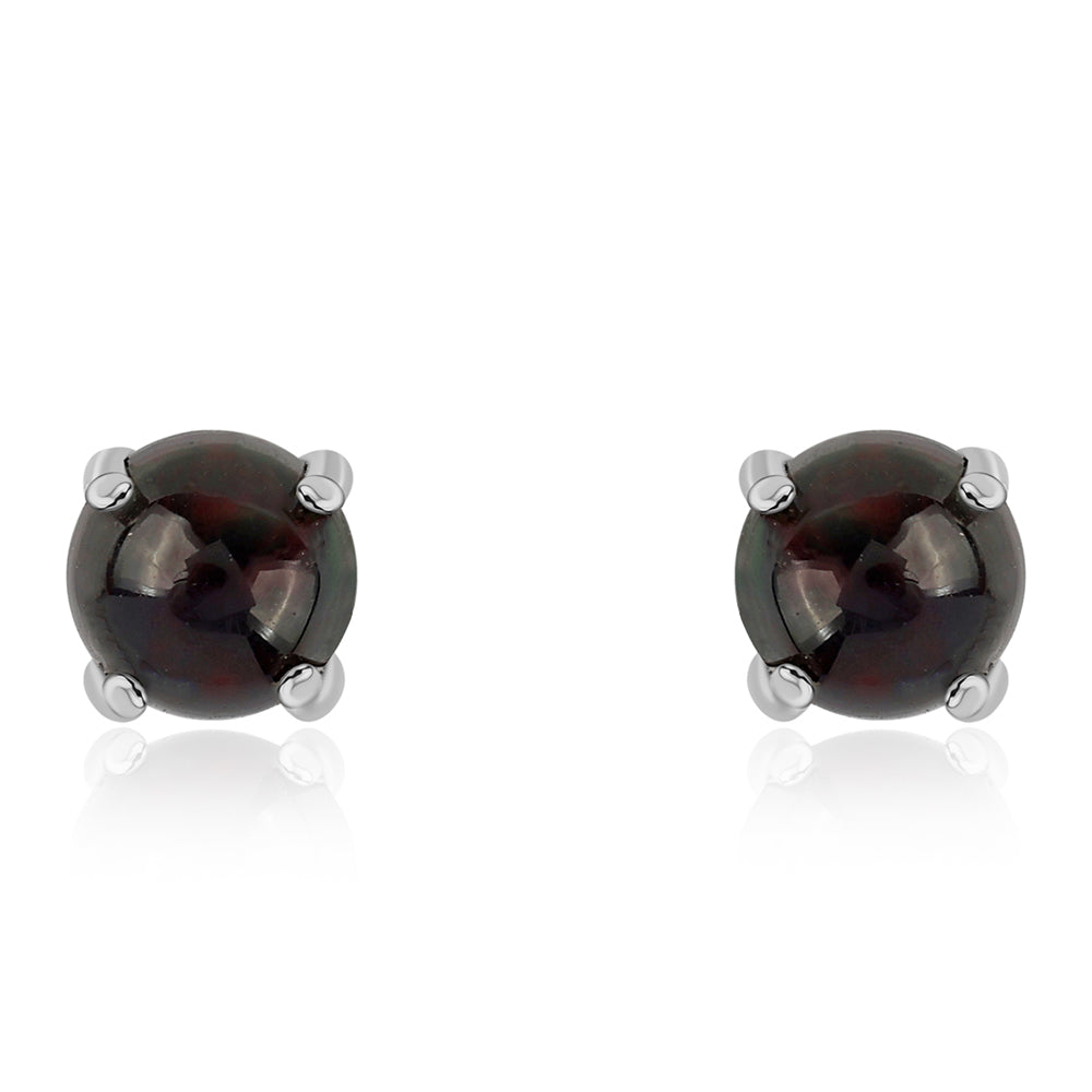 Pendientes de Plata con Ópalo negro medianoche Lega Dembi de Ëtiopía