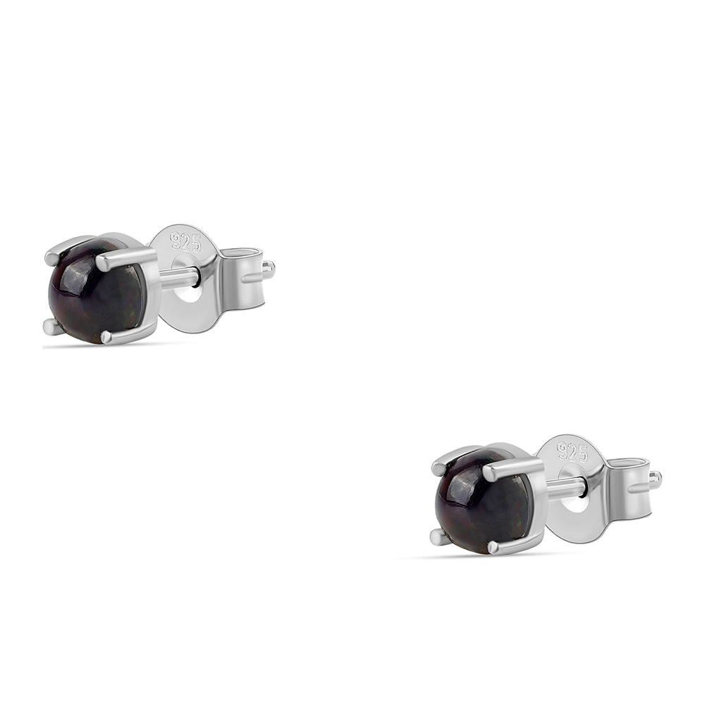 Pendientes de Plata con Ópalo negro medianoche Lega Dembi de Ëtiopía 1 