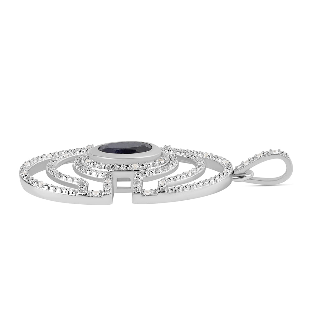 Colgante de Plata con Zafiro Azul Australiano y Topacio Blanco