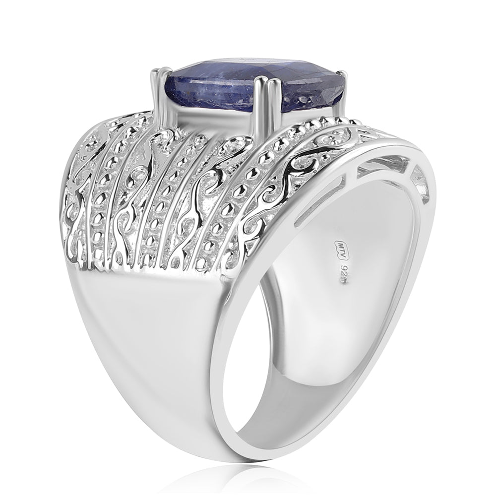 Anillo de Plata con Zafiro Azul Australiano 2 