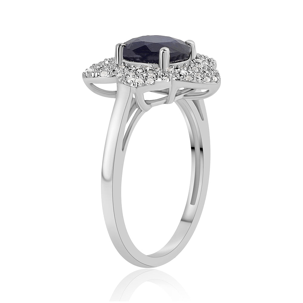 Anillo de Plata con Zafiro Azul Australiano y Topacio Blanco