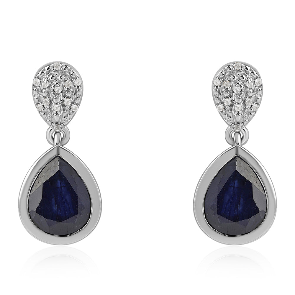 Pendientes de Plata con Zafiro Azul Australiano y Topacio Blanco