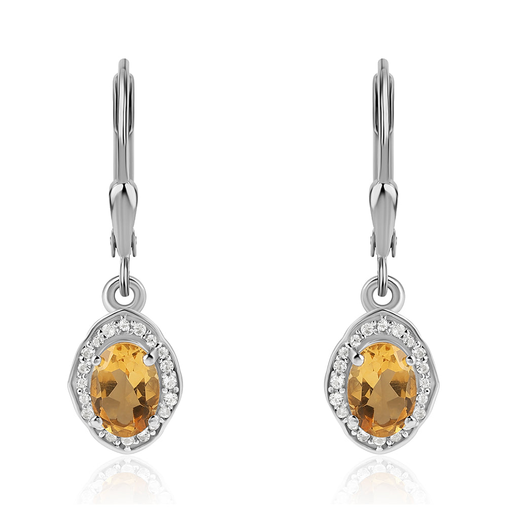 Pendientes de Plata con Citrino y Topacio Blanco 1 