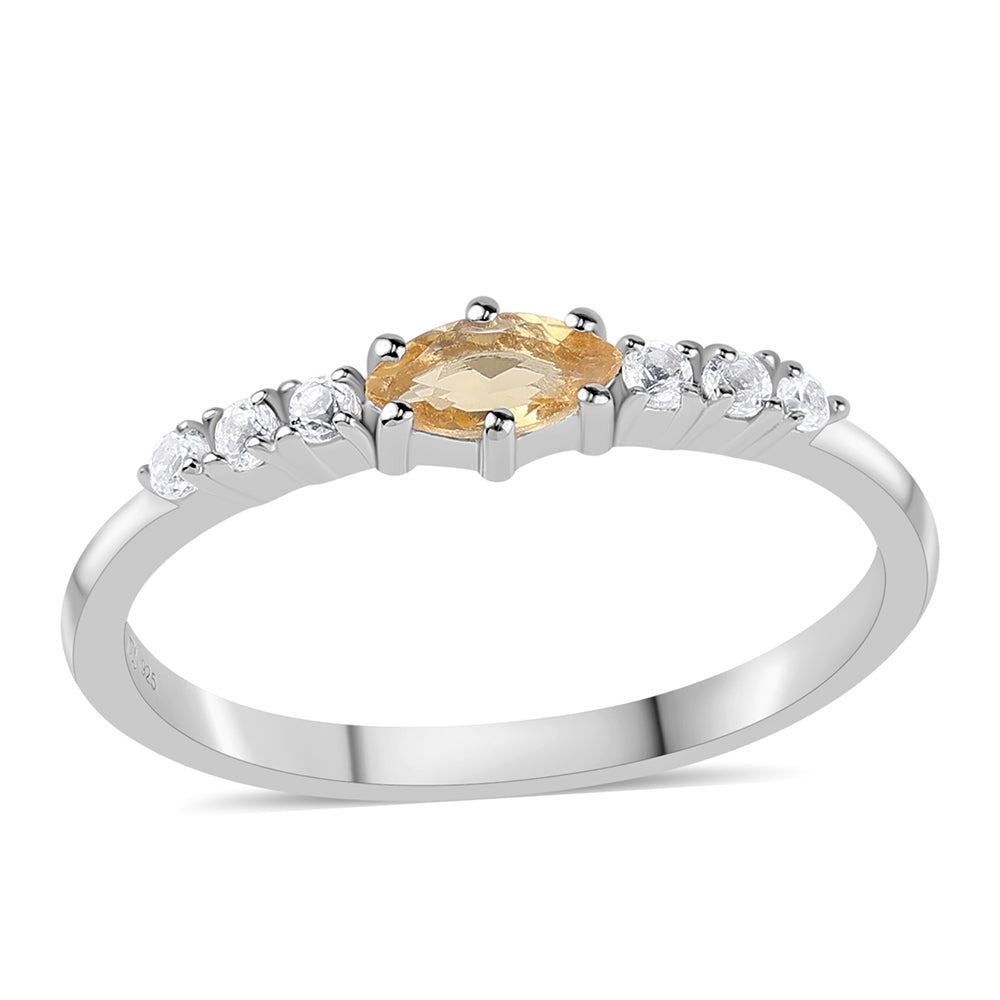 Anillo de Plata con Citrino y Topacio Blanco